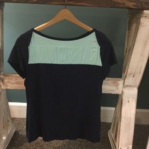 Merona color block tee. Navy blue and mint.